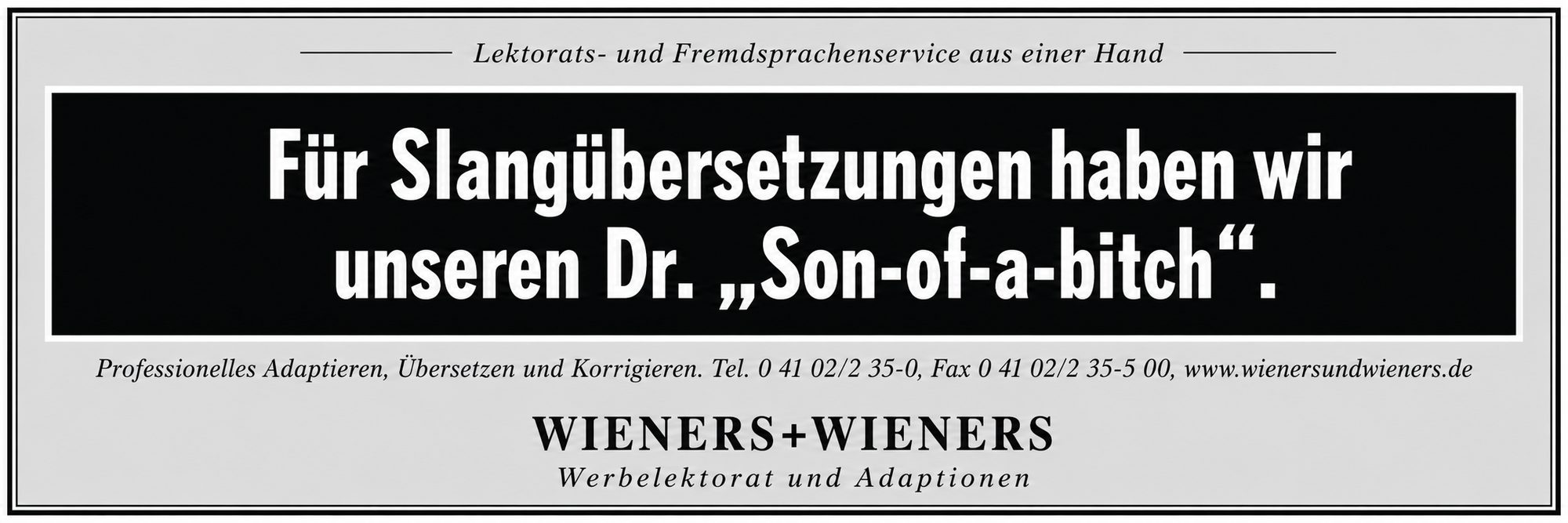 WIENERS+WIENERS: Slangübersetzungen